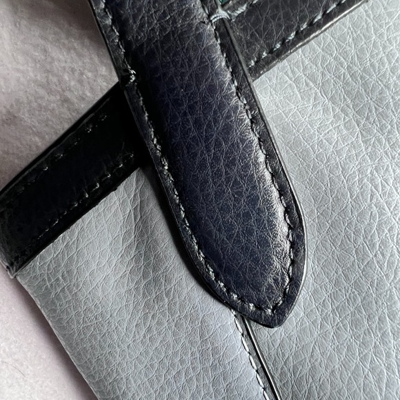 Coach Tote 27 Colorblock Pebbled Leather Horse Carriage Twilight Blue Authentic - Picture 14 of 16